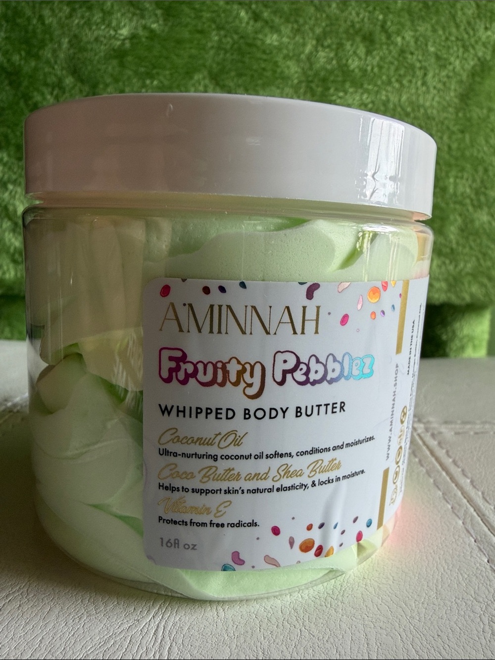 AMINNAH Fruity Pebblez Whipped Body Butter — Light Green